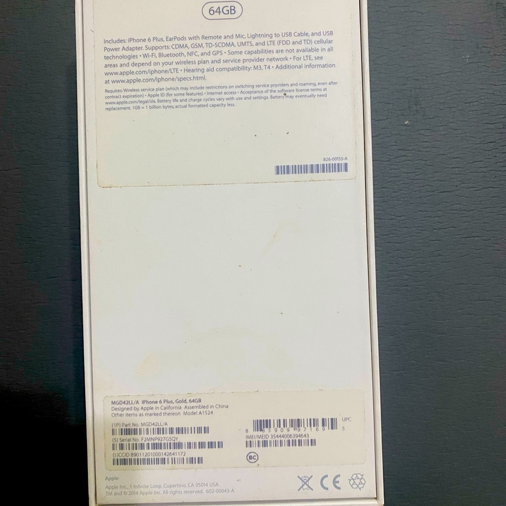 iPhone 6 Plus empty box for collectors. Make an offer!